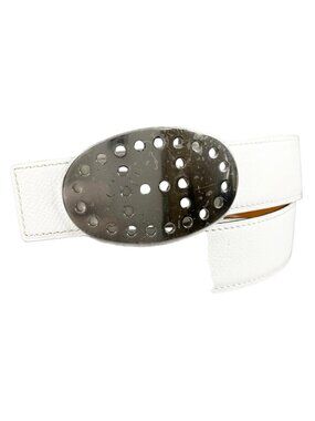 Hermes Evelyne Leather Brown White Belt Silver